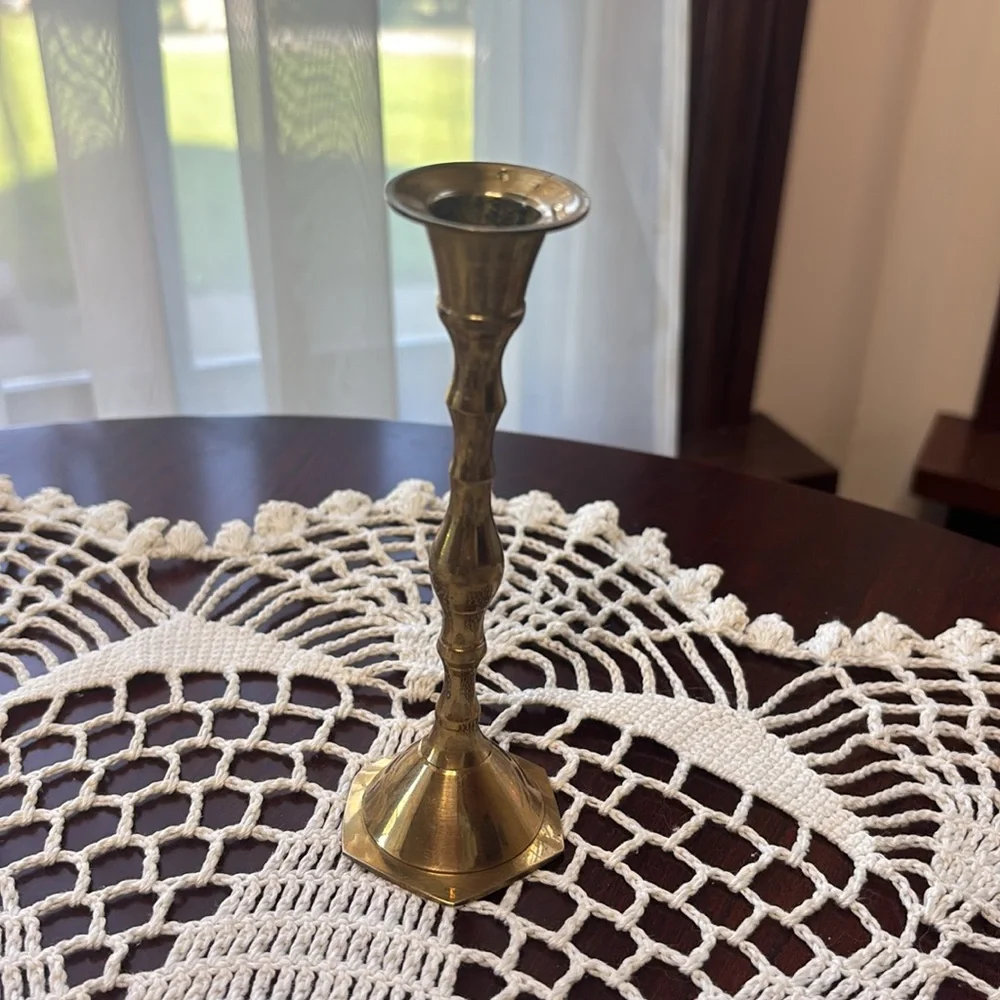 Brass Candle Holders Elegant Gold Vintage MCM Antique Boho Cottage Home Decor